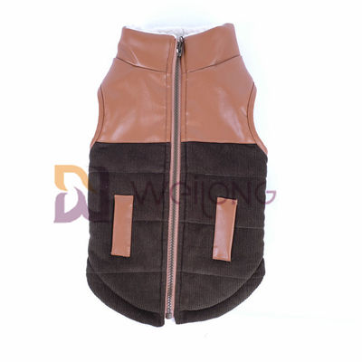 Il berbero di cuoio del rivestimento dello zip del cane del collare del velluto a coste su che allinea il cane caldo dell'inverno ricopre XS-XL