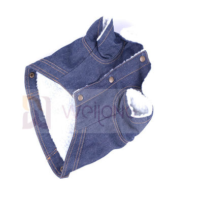 Poli cane Jean Jacket blu di inverno del rivestimento del denim dell'animale domestico di berbero di 100%