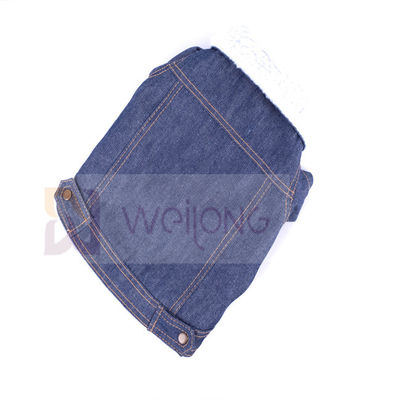 Poli cane Jean Jacket blu di inverno del rivestimento del denim dell'animale domestico di berbero di 100%