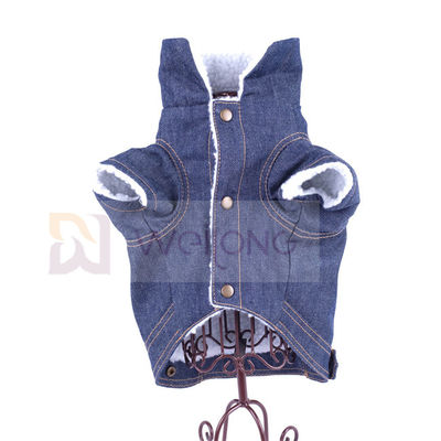 Poli cane Jean Jacket blu di inverno del rivestimento del denim dell'animale domestico di berbero di 100%