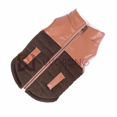 Il berbero di cuoio del rivestimento dello zip del cane del collare del velluto a coste su che allinea il cane caldo dell'inverno ricopre XS-XL