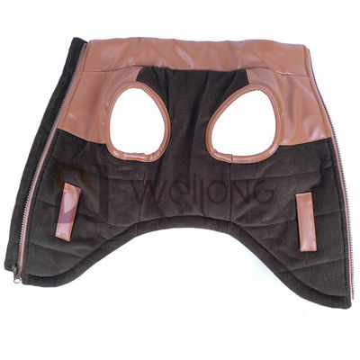 Il berbero di cuoio del rivestimento dello zip del cane del collare del velluto a coste su che allinea il cane caldo dell'inverno ricopre XS-XL