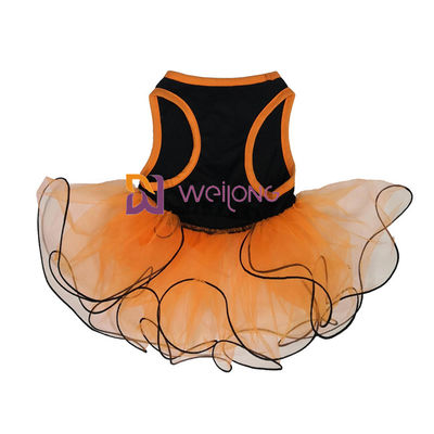 Jersey della decorazione CVC dell'arco del vestito dall'animale domestico di Halloween della gonna di Tulle cranio/della zucca