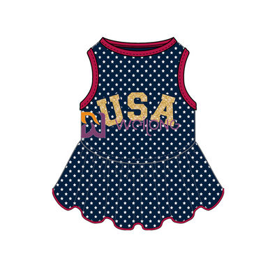 Il maschio di gomma del vestito dal cane del Jersey della stella CVC di U.S.A. della stampa di scintillio ha personalizzato