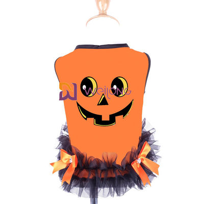 Vestito rotondo dal cane della zucca di progettazione del collo del vestito dall'animale domestico di Halloween dell'arco del nastro del raso