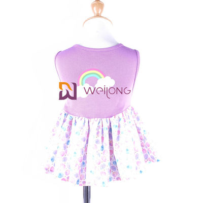Gonna su misura del tutu del cane del tessuto di seta naturale della stampa di Digital del vestito dall'animale domestico dell'arcobaleno del Jersey CVC