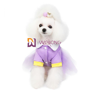Candy dolce ha colorato il Jersey 180G dell'abbigliamento CVC dell'animale domestico dell'abito da sera dal cane con la gonna frizzante di Tulle