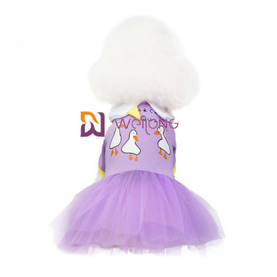 Candy dolce ha colorato il Jersey 180G dell'abbigliamento CVC dell'animale domestico dell'abito da sera dal cane con la gonna frizzante di Tulle