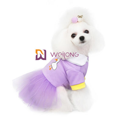 Candy dolce ha colorato il Jersey 180G dell'abbigliamento CVC dell'animale domestico dell'abito da sera dal cane con la gonna frizzante di Tulle