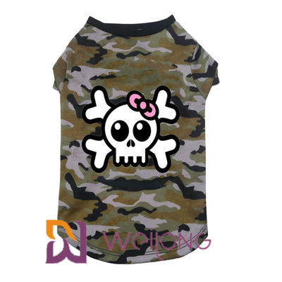 Poli maglietta dell'animale domestico di Halloween del cranio del cammuffamento per il poli Jersey 180G del cane 100%