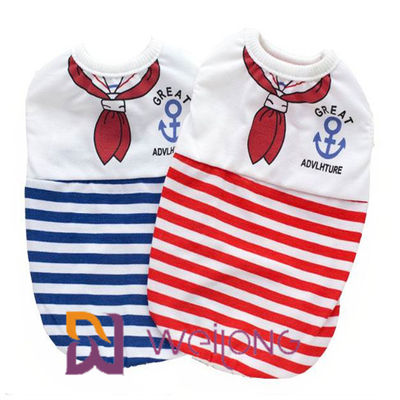 Maglietta su misura di Anchor Stripe Pet del marinaio della stampa di Digital per il cotone 100% del cucciolo