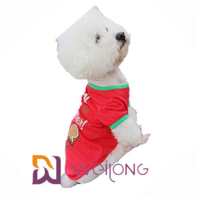 CVC maglietta di stampa rossa di Natale del cane del Jersey 180G personalizzabile