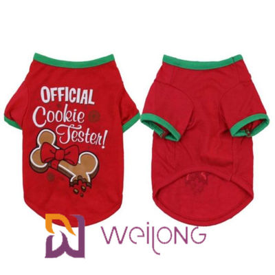 CVC maglietta di stampa rossa di Natale del cane del Jersey 180G personalizzabile