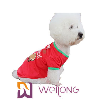 CVC maglietta di stampa rossa di Natale del cane del Jersey 180G personalizzabile