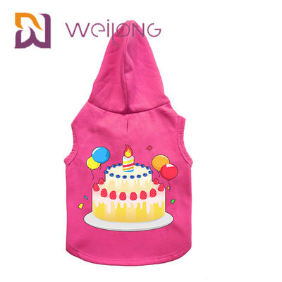 La maglia con cappuccio di gomma Colourful dell'animale domestico di compleanno della stampa ha personalizzato la maglia con cappuccio rosa del cane