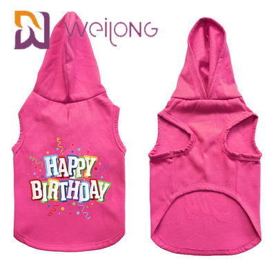 La maglia con cappuccio di gomma Colourful dell'animale domestico di compleanno della stampa ha personalizzato la maglia con cappuccio rosa del cane