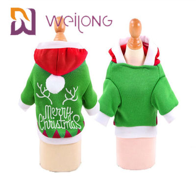 L'inverno del cucciolo di maglia con cappuccio di Natale copre con i vestiti dell'inverno di Santa Claus Snowman Elk Dog Cat
