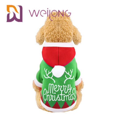 L'inverno del cucciolo di maglia con cappuccio di Natale copre con i vestiti dell'inverno di Santa Claus Snowman Elk Dog Cat