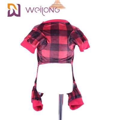 Pigiami personalizzabili del cane del plaid di poli della stampa della flanella dell'animale domestico calore del pigiama
