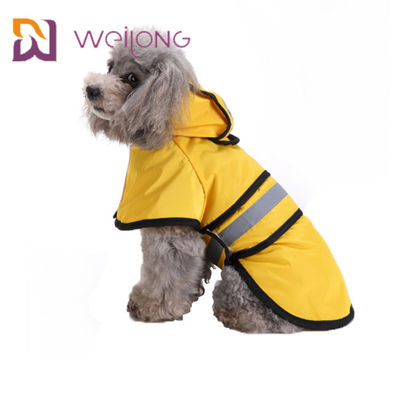 Impermeabile a strisce riflettente del cane giallo con i rivestimenti leggeri di cuoio dell'unità di elaborazione del cappuccio