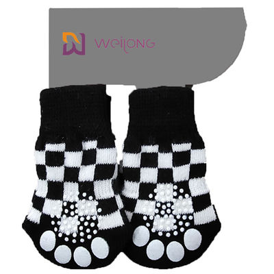 Calzini della trazione del cane del modello del plaid del rombo forti per slittamento dei pavimenti di legno duro l'anti
