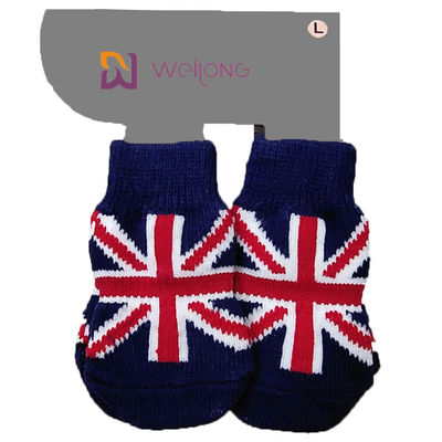 Calzino su misura del cane che tricotta l'elastam del cotone 5% di Union Jack 95% dei modelli